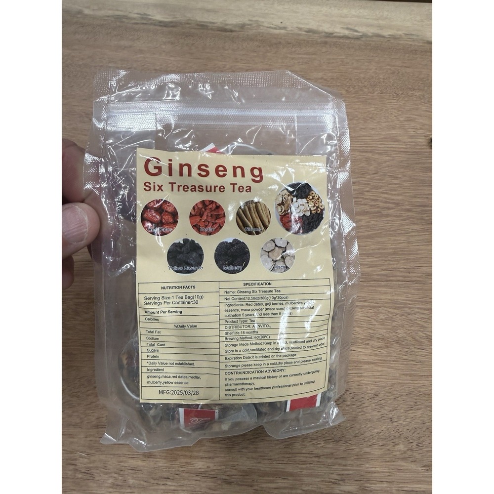 Ginseng Six Treasure Tea Ginseng Red‎ Dates Herbal Tea Bagged 30 Servings 300g